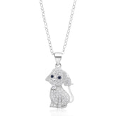 Sterling Silver Cubic Zirconia Dog Pendant