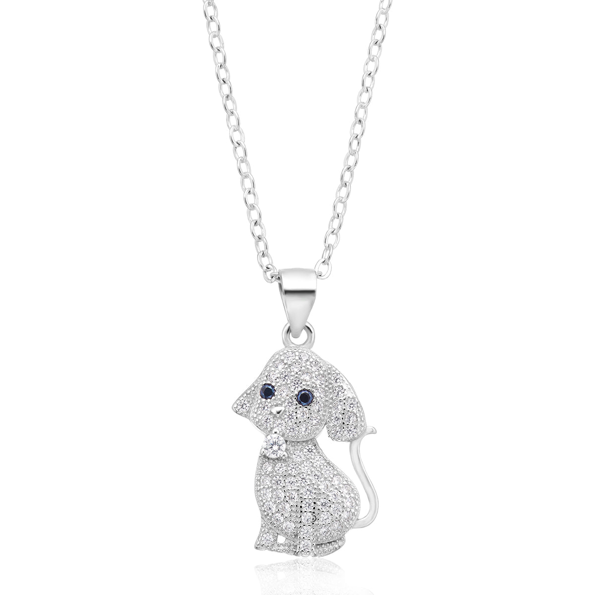Sterling Silver Cubic Zirconia Dog Pendant