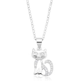 Sterling Silver Cubic Zirconia Cat Pendant