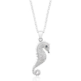 Sterling Silver Cubic Zirconia Seahorse Pendant