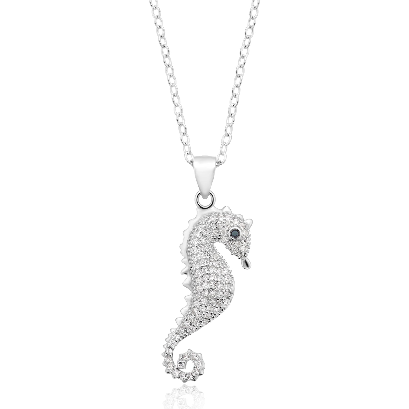 Sterling Silver Cubic Zirconia Seahorse Pendant