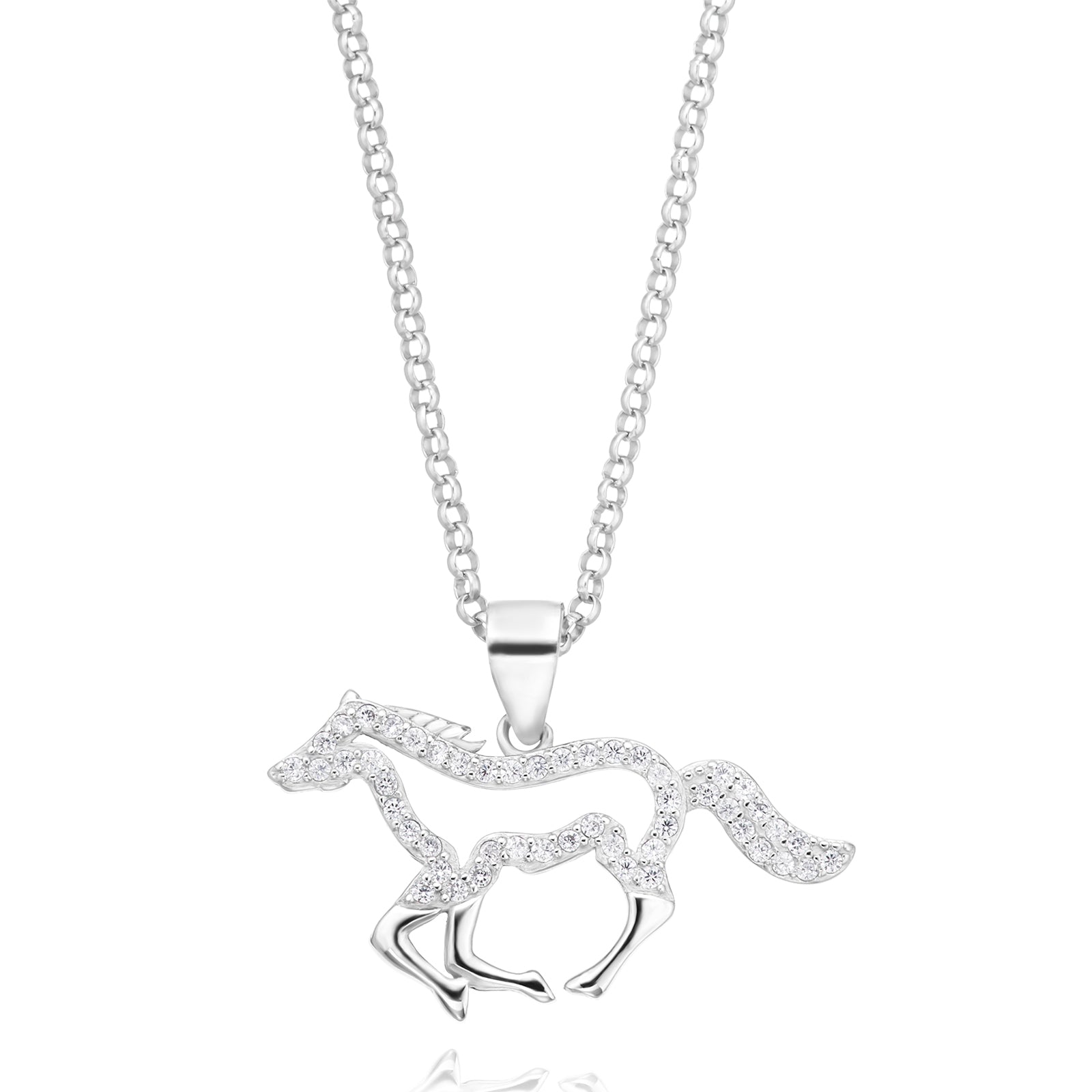 Sterling Silver Cubic Zirconia Horse Pendant