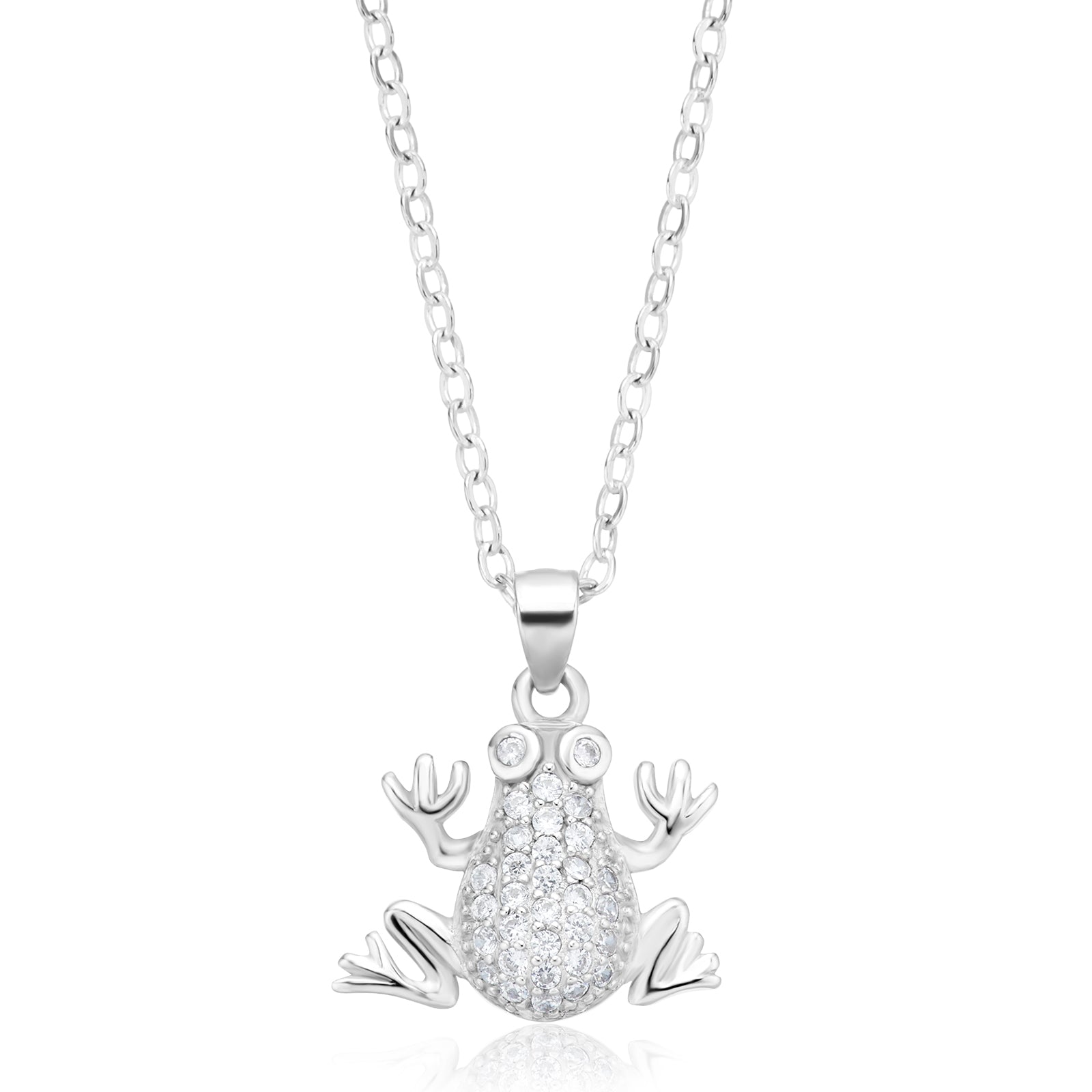 Sterling Silver Cubic Zirconia Frog Pendant