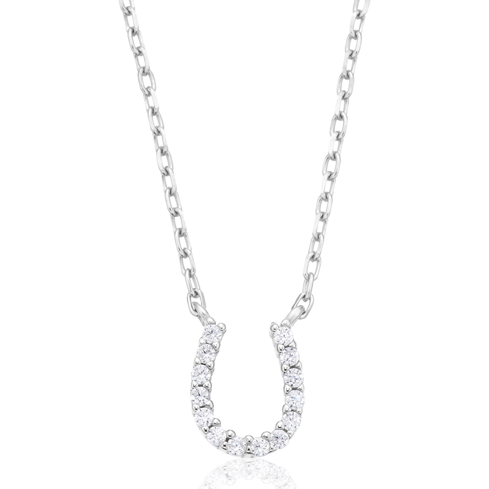 Sterling Silver 45cm Cubic Zirconia Horseshoe Necklace