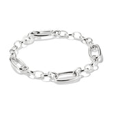Silver chain bracelet on a white background