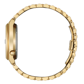 Gold watch case on a white background