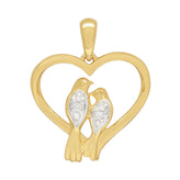 9ct Yellow Gold Round Cut Love Birds Diamond Set Pendant