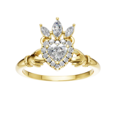 Celebration 9ct Yellow Gold Heart & Marquise & Round Cut 0.38 Carat tw of Lab Grown Diamonds Ring