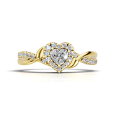 Celebration 9ct Yellow Gold Heart & Round Cut 0.34 Carat tw of Lab Grown Diamonds Ring