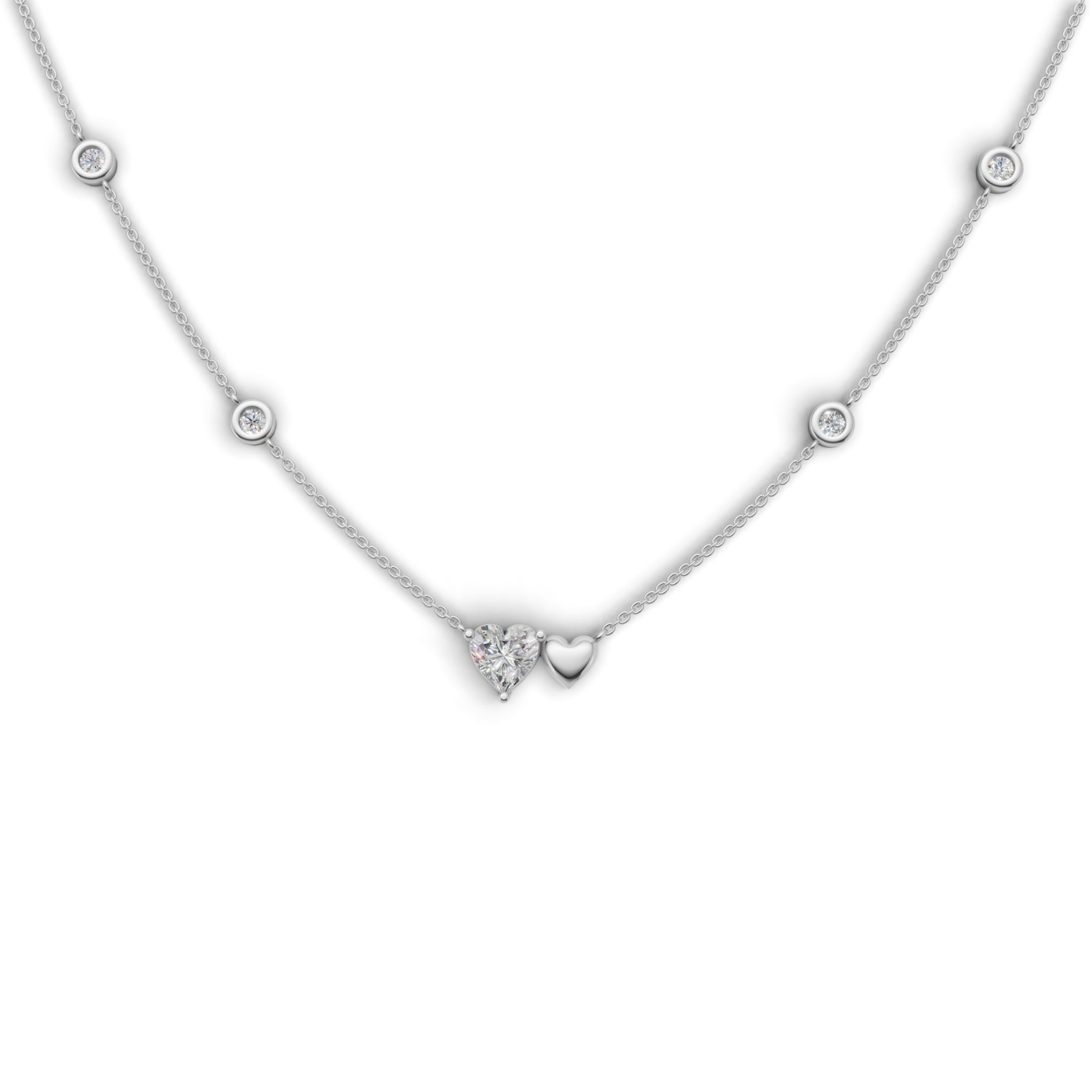 Celebration Sterling Silver Heart and Round Cut 0.33 Carat tw of Lab Grown Diamonds Necklace