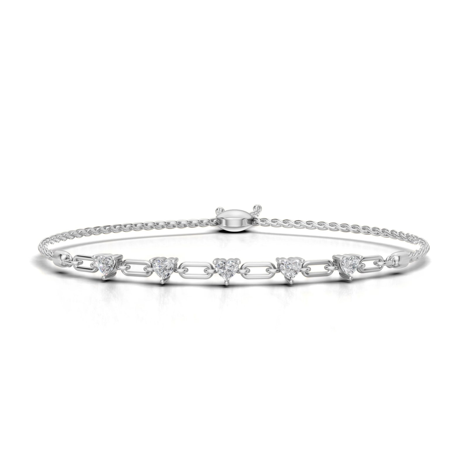Celebration Sterling Silver Heart Cut 0.50 Carat tw of Lab Grown Diamonds Bracelet