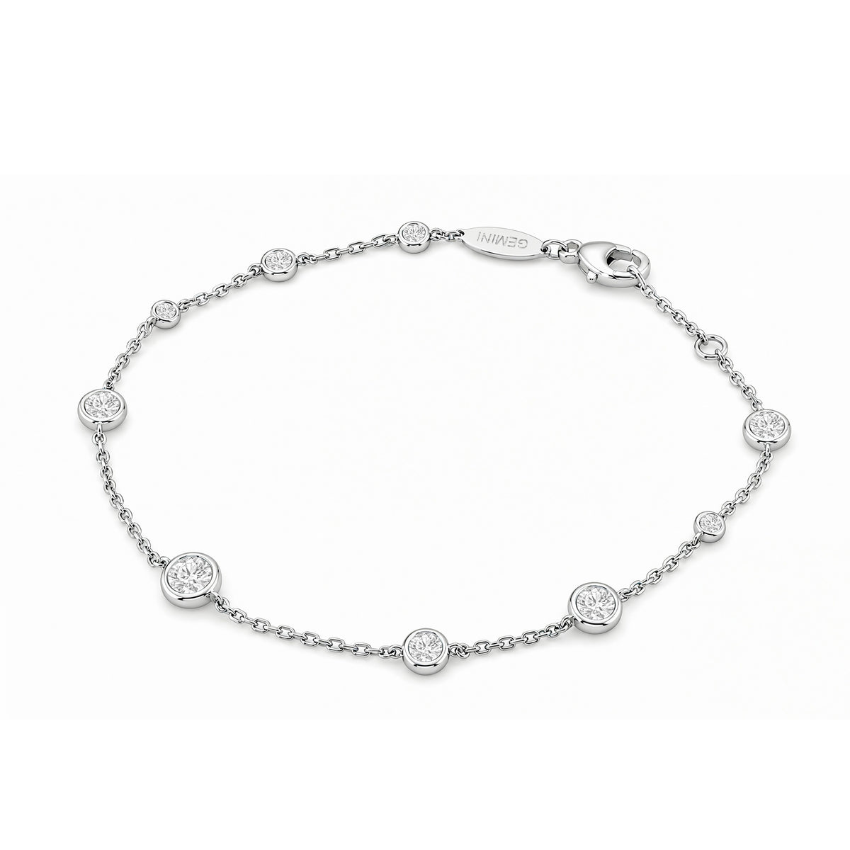 Sterling Silver Round Cut 0.50 Carat tw Lab Grown Diamond Gemini Bracelet