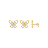 Gold Plated Sterling Silver Round Cut 0.33 Carat tw Lab Grown Diamond Butterfly Earrings