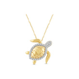 Gold Plated Sterling Silver Round Cut 0.10 Carat tw Lab Grown Diamond Turtle Pendant