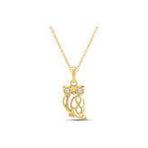 Gold Plated Sterling Silver Round Cut 0.05 Carat tw Lab Grown Diamond Owl Pendant