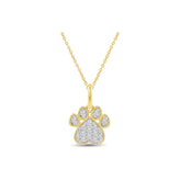 Gold Plated Sterling Silver Round Cut 0.40 Carat tw Lab Grown Diamond Cat Paw Pendant