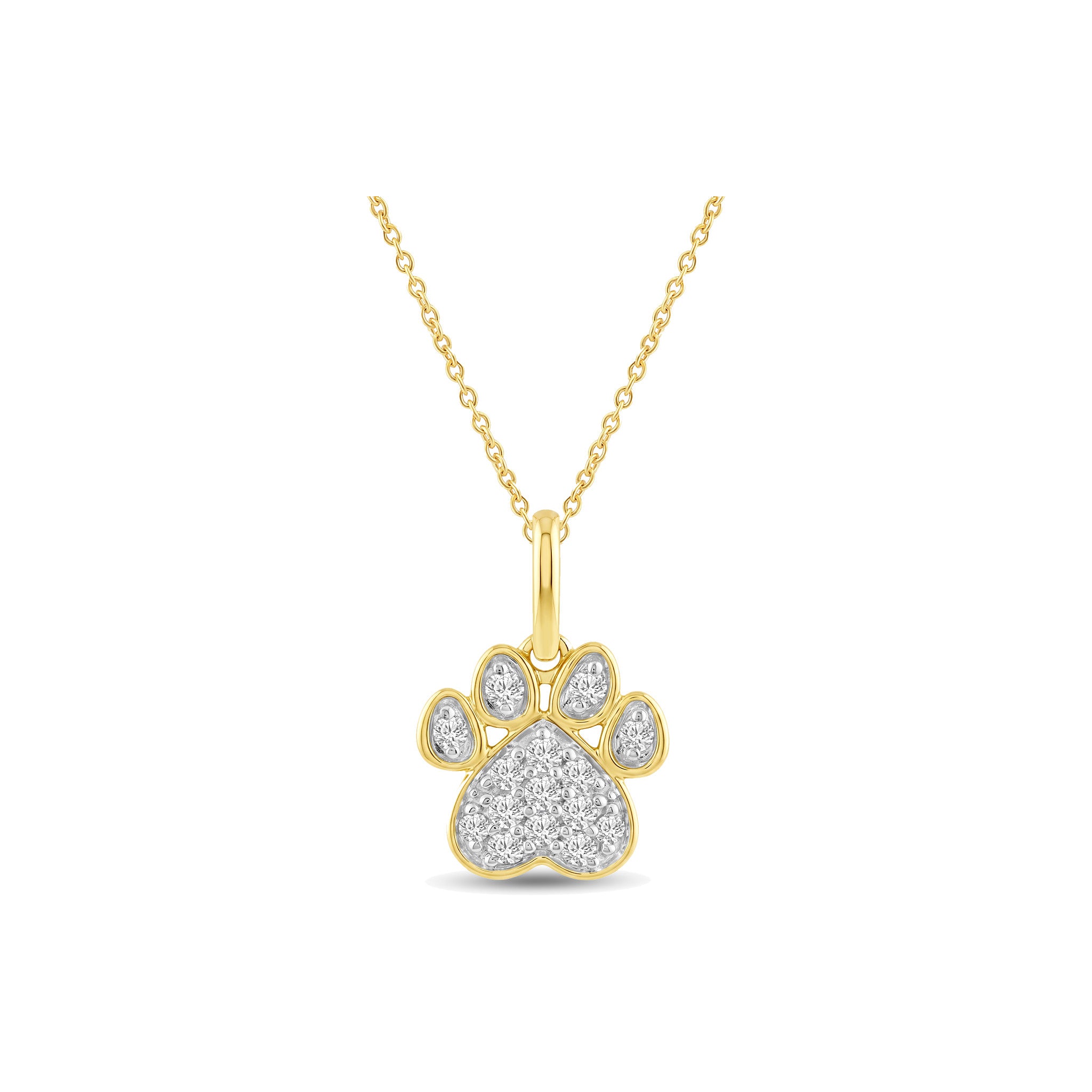 Gold Plated Sterling Silver Round Cut 0.40 Carat tw Lab Grown Diamond Cat Paw Pendant