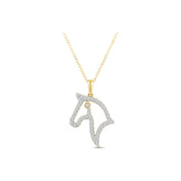Gold Plated Sterling Silver Round Cut 0.20 Carat tw Lab Grown Diamond Unicorn Pendant