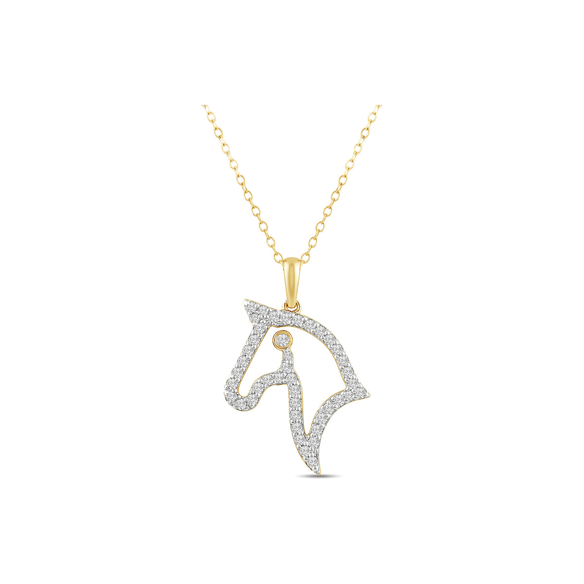 Gold Plated Sterling Silver Round Cut 0.20 Carat tw Lab Grown Diamond Unicorn Pendant