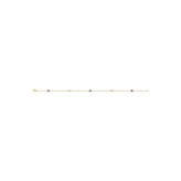 A delicate gold chain necklace with five small dark blue oval gemstones spaced evenly along the chain, shown against a solid white background.