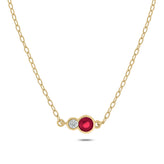 Sterling Silver Round Cut Ruby & Lab Grown Diamond Necklace