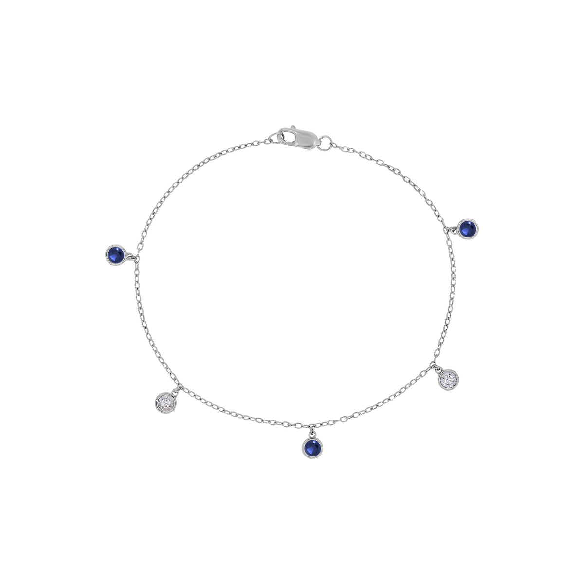 Sterling Silver Round Cut Sapphire & Lab Grown Diamond Bracelet