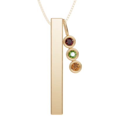 Personalised 3 Birthstones Bar Pendant Set