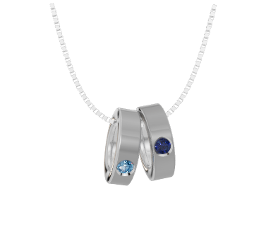 Personalised 2 Birthstones Ring Pendant Set