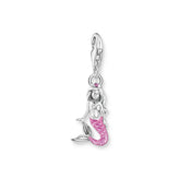 Mermaid charm with pink tail on a white background