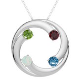 Personalised 4 Birthstones Circle Pendant