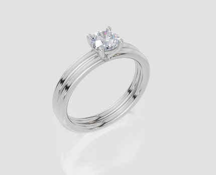 9ct White Gold Round Cut 0.50 Carat of   Diamond Ring and 9ct White Gold  Band