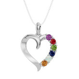 Personalised 6 Birthstone Heart Pendant