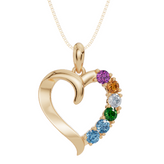Personalised 6 Birthstone Heart Pendant