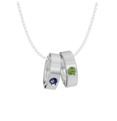 Personalised 2 Birthstones Ring Pendant Set