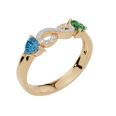 Personalised 2 Heart Birthstones Cubic Zirconia Infinity Ring