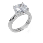 18ct White Gold Round Cut 3.10 Carat tw of   Diamonds Ring and 18ct White Gold  Band