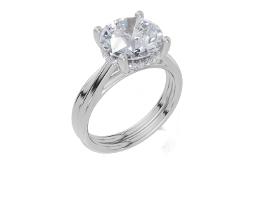 18ct White Gold Round Cut 3.10 Carat tw of   Diamonds Ring and 18ct White Gold  Band
