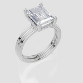 9ct White Gold Emerald Cut 3.10 Carat tw of   Diamonds Ring and 9ct White Gold  Band