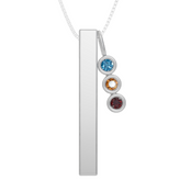Personalised 3 Birthstones Bar Pendant Set