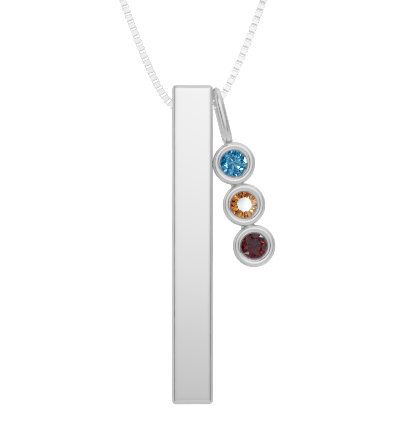 Personalised 3 Birthstones Bar Pendant Set