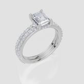 9ct White Gold Emerald Cut 1.38 Carat tw of  Diamonds Ring and 9ct White Gold 0.38 Carat tw of   Diamonds Band