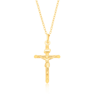 9ct Yellow Gold 26mm Crucifix Pendant