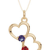 Personalised 2 Birthstones Double Heart Pendant