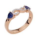 Personalised 2 Heart Birthstones Cubic Zirconia Infinity Ring