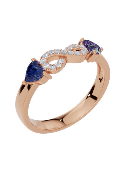 Personalised 2 Heart Birthstones Cubic Zirconia Infinity Ring