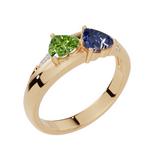 Personalised 2 Heart Birthstones Cubic Zirconia Ring