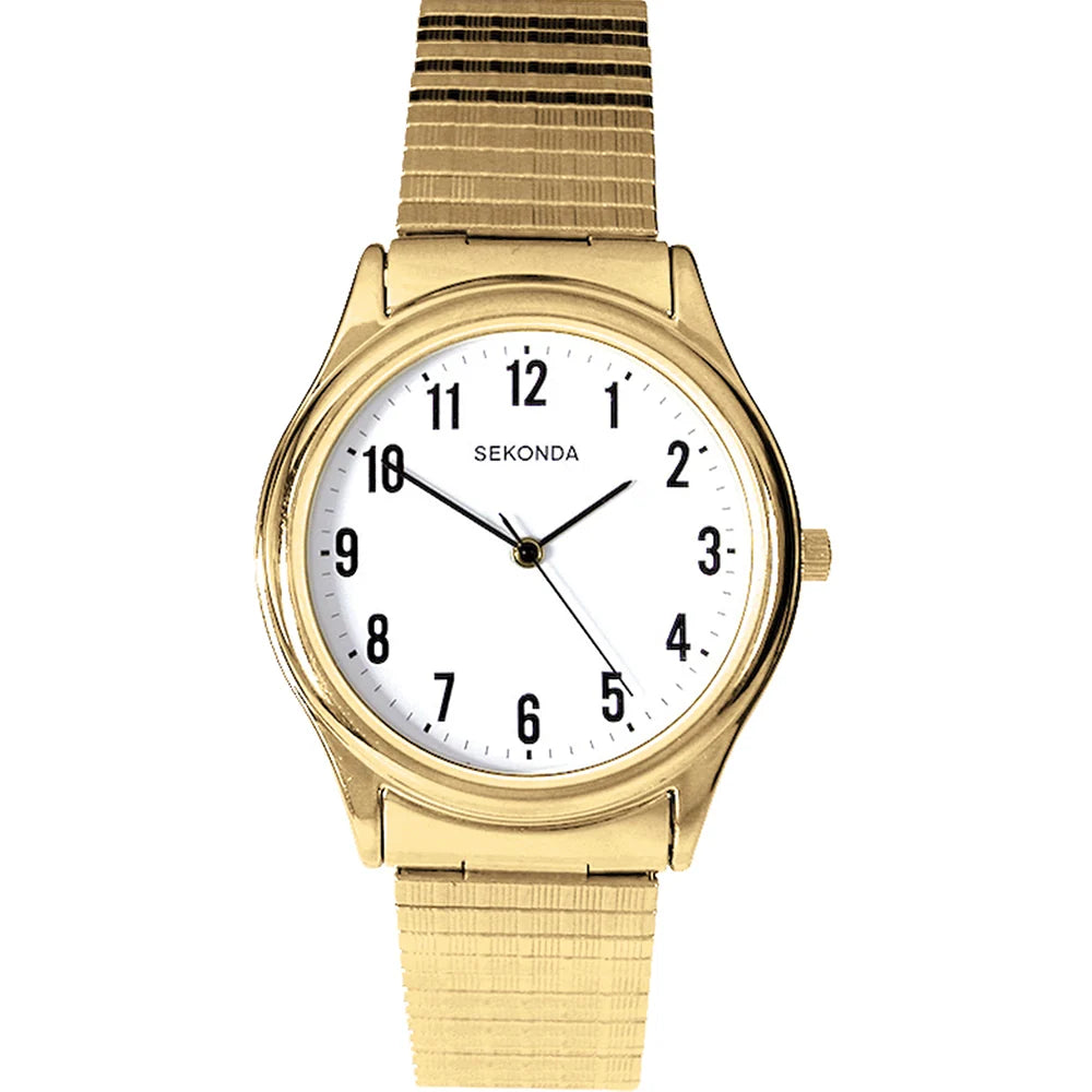 Sekonda Analogue Watch with White Dial and Gold Tone Bracelet 36mm SK3752