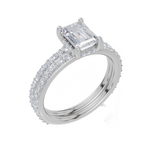 9ct White Gold Emerald Cut 1.38 Carat tw of  Diamonds Ring and 9ct White Gold 0.38 Carat tw of   Diamonds Band