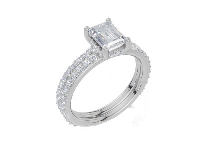 9ct White Gold Emerald Cut 1.38 Carat tw of  Diamonds Ring and 9ct White Gold 0.38 Carat tw of   Diamonds Band