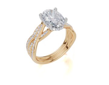 9ct Yellow Gold Oval Cut 2.33 Carat tw of Lab-Grown Diamonds Ring and 9ct Yellow Gold 0.20 Carat tw of Lab-Grown  Diamonds Band